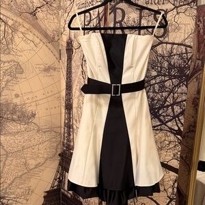 Jessica McClintock Strapless Black and White Dress